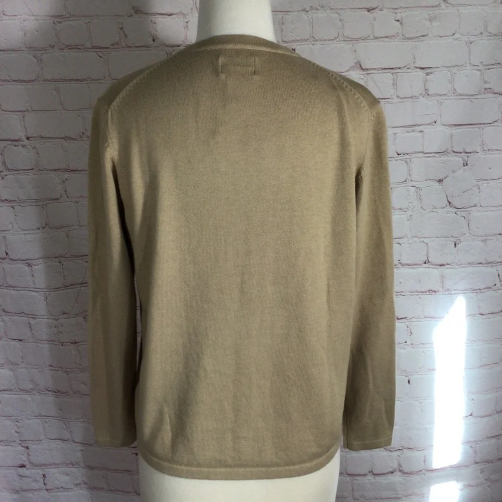 Liz Baker Petite Tan Long Sleeve Knit Cardigan - Size Small Petite - Picture 4 of 7